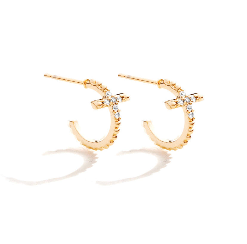Cross Hoop Earrings